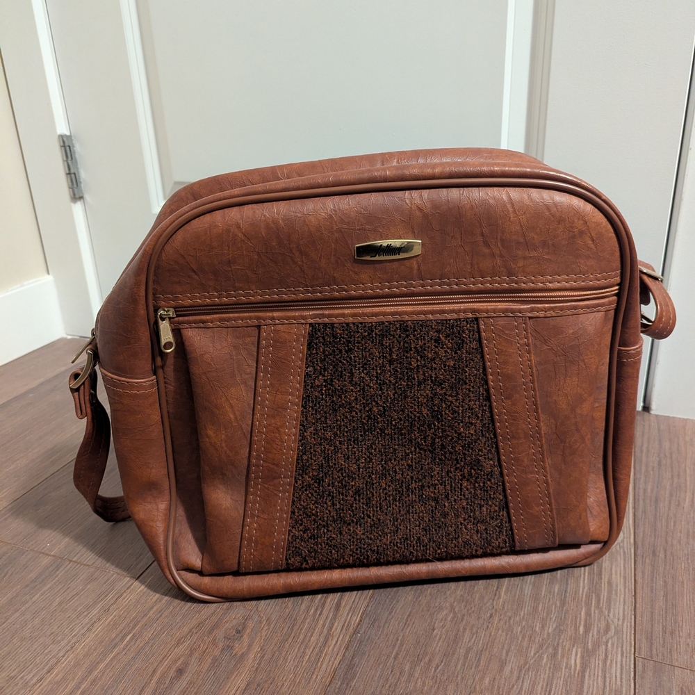 JETLINER | Vintage Brown Leather Travel Work Messenger Bag